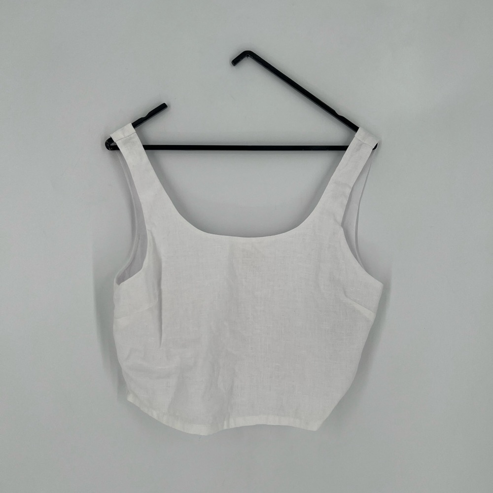 Rove Mallorca 100% Lux Flax Linen Crop Top In White